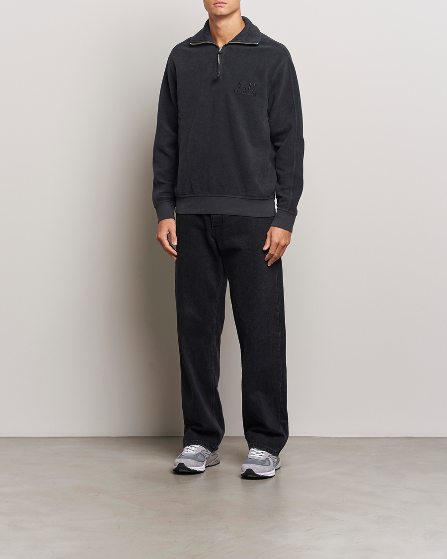 Homme | Pulls Et Tricots | C.P. Company | Brushed Diagonal Fleece Half Zip Grey Black