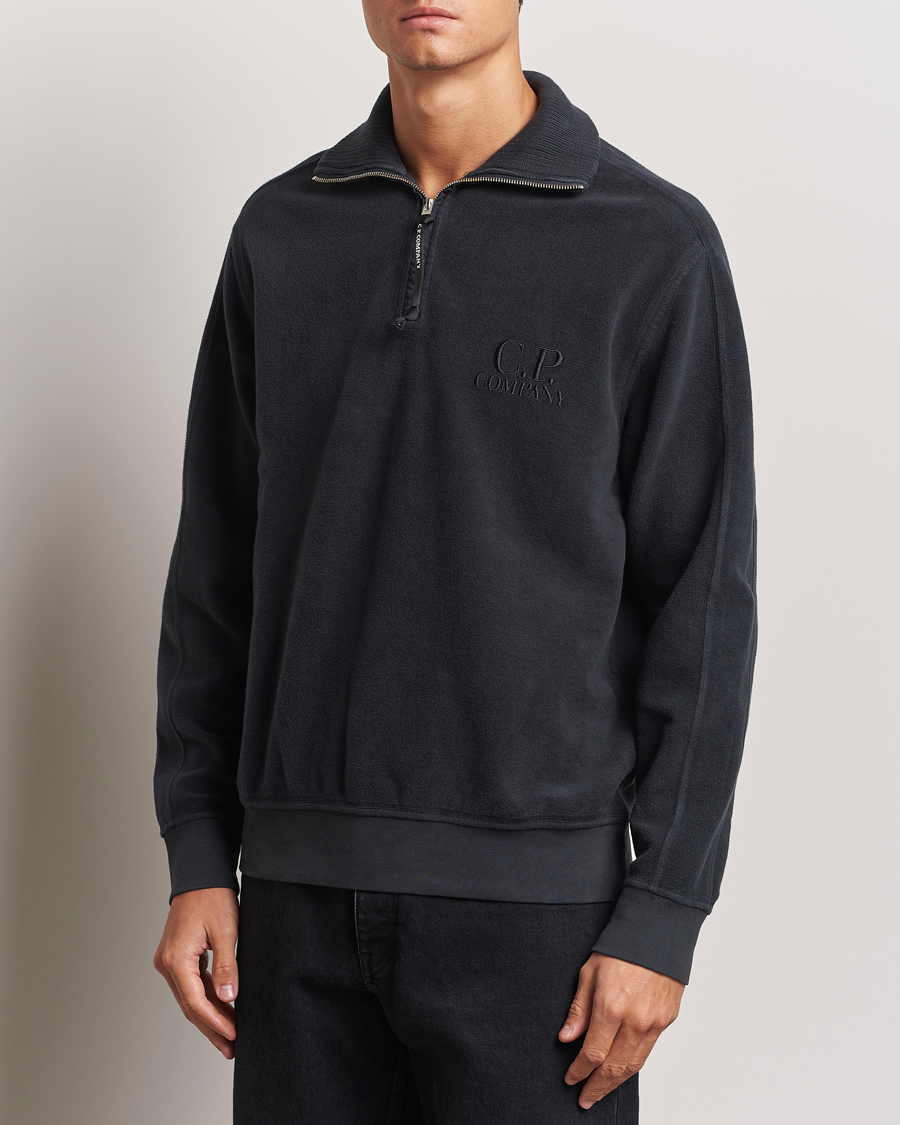 Homme | Pulls Et Tricots | C.P. Company | Brushed Diagonal Fleece Half Zip Grey Black