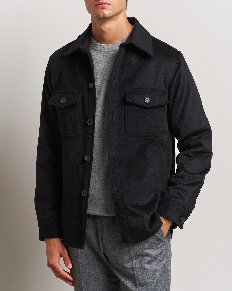 Homme | Manteaux Et Vestes | Oscar Jacobson | Maverick Wool/Cashmere Shirt Jacket Black
