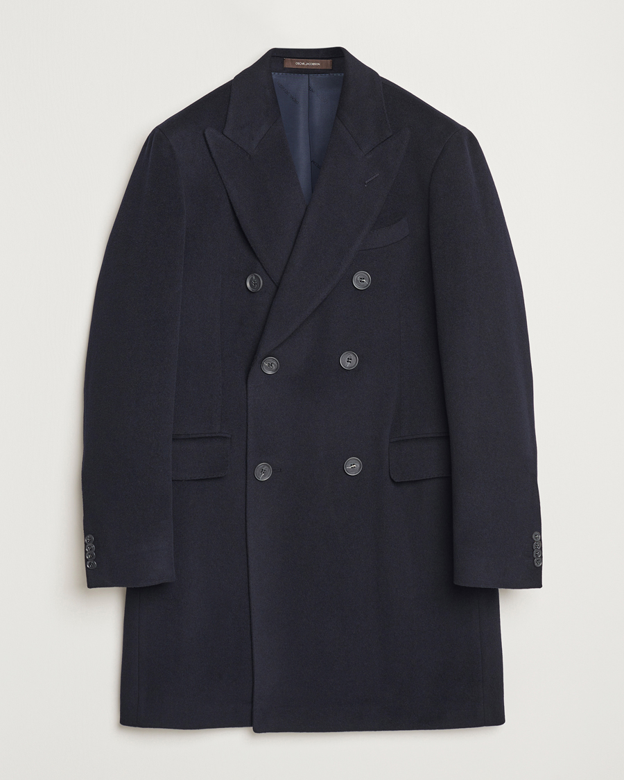 Homme | Manteaux Et Vestes | Oscar Jacobson | Silvain DB Wool/Cashmere Coat Navy