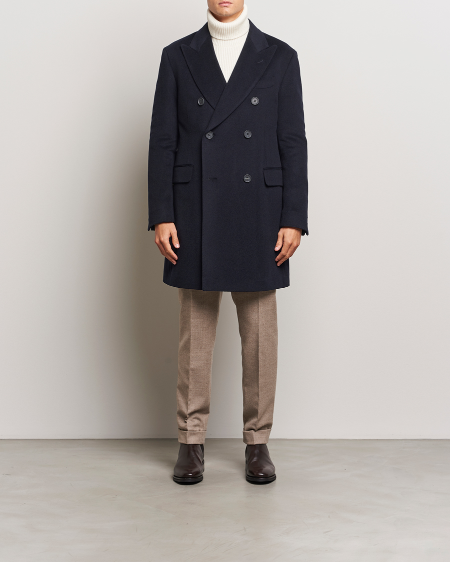 Homme | Manteaux Et Vestes | Oscar Jacobson | Silvain DB Wool/Cashmere Coat Navy