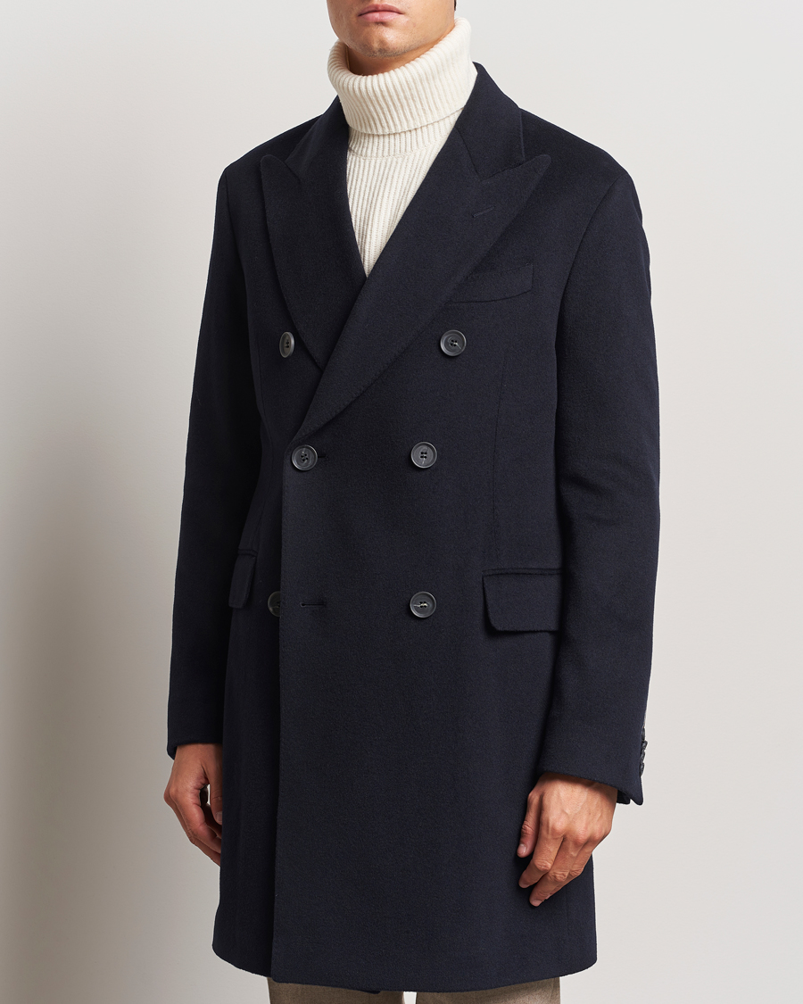 Homme | Manteaux Et Vestes | Oscar Jacobson | Silvain DB Wool/Cashmere Coat Navy