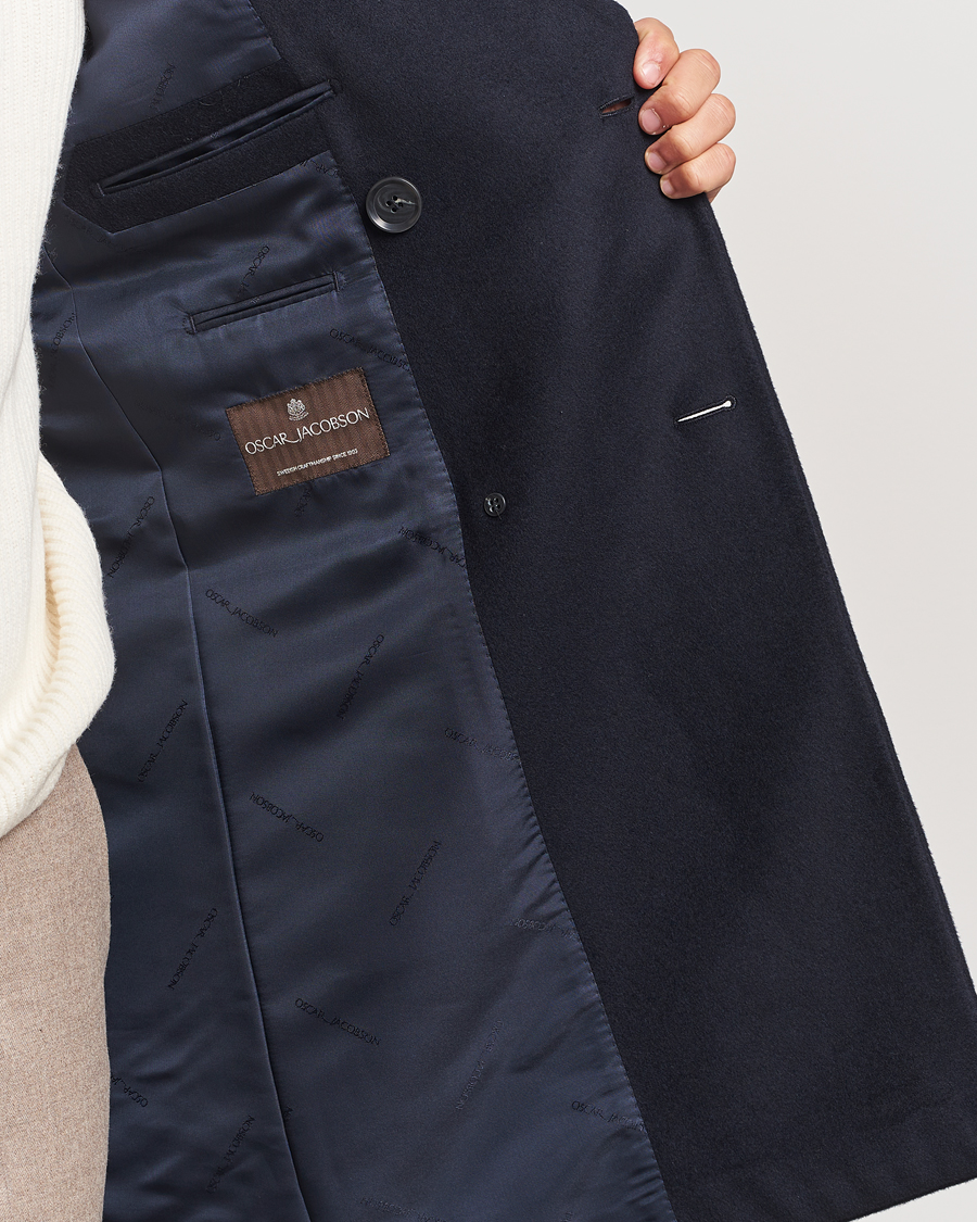 Homme | Manteaux Et Vestes | Oscar Jacobson | Silvain DB Wool/Cashmere Coat Navy