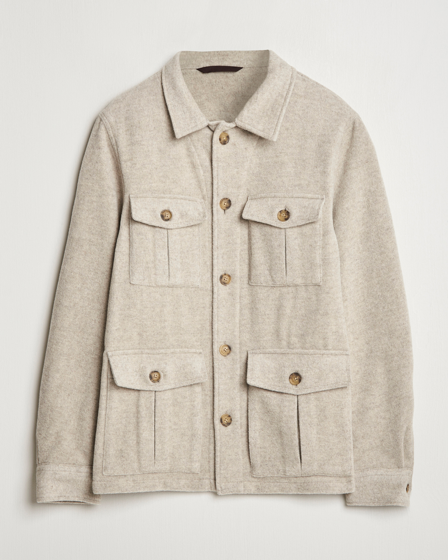 Homme | Manteaux Et Vestes | Oscar Jacobson | Safari Wool Shirt Jacket Beige