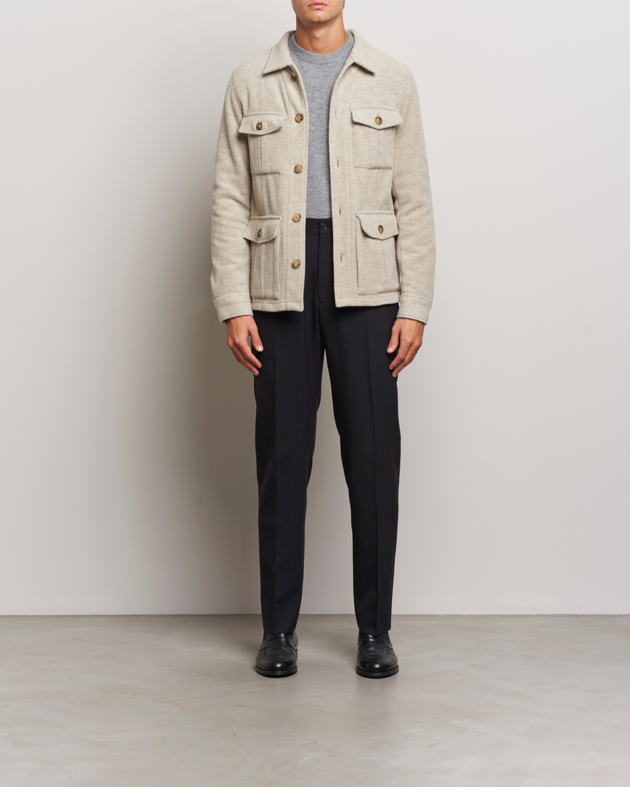Homme | Manteaux Et Vestes | Oscar Jacobson | Safari Wool Shirt Jacket Beige