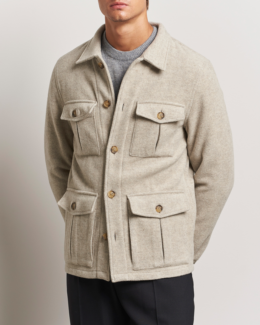 Homme | Manteaux Et Vestes | Oscar Jacobson | Safari Wool Shirt Jacket Beige