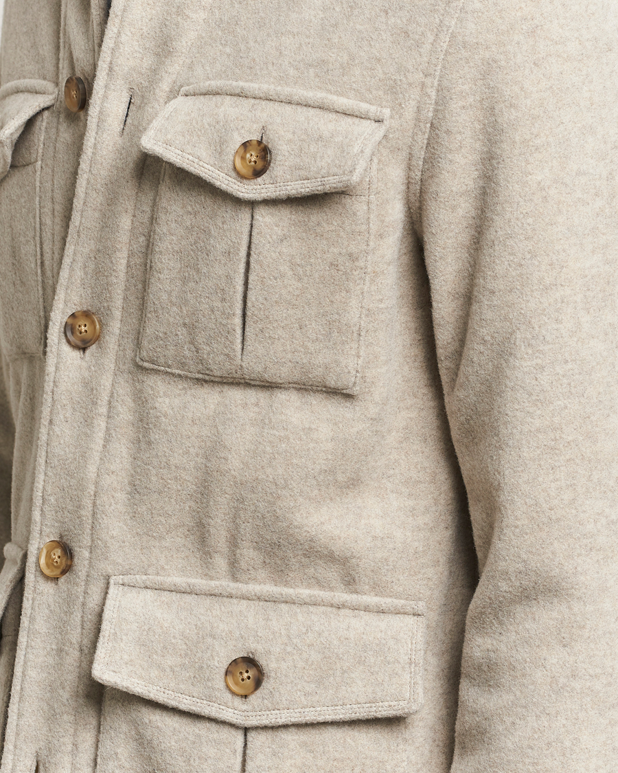 Homme | Manteaux Et Vestes | Oscar Jacobson | Safari Wool Shirt Jacket Beige