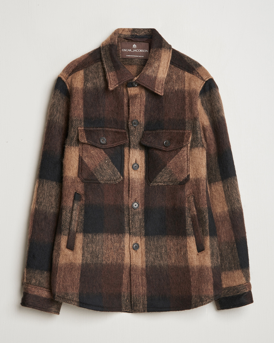 Homme | Manteaux Et Vestes | Oscar Jacobson | Maverick Checked Shirt Jacket Brown