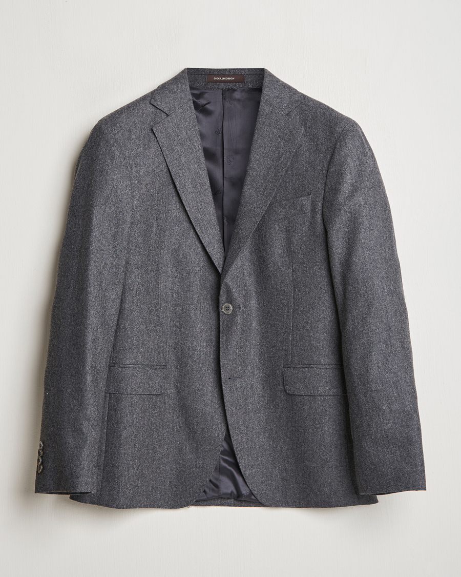Homme | Blazers | Oscar Jacobson | Fogerty Flannel Blazer Dark Grey