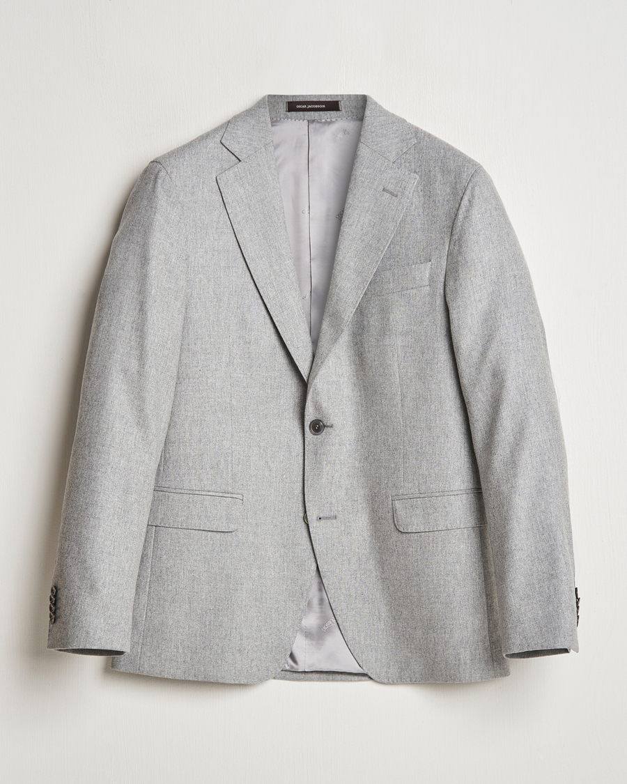 Homme | Blazers | Oscar Jacobson | Fogerty Flannel Blazer Light Grey