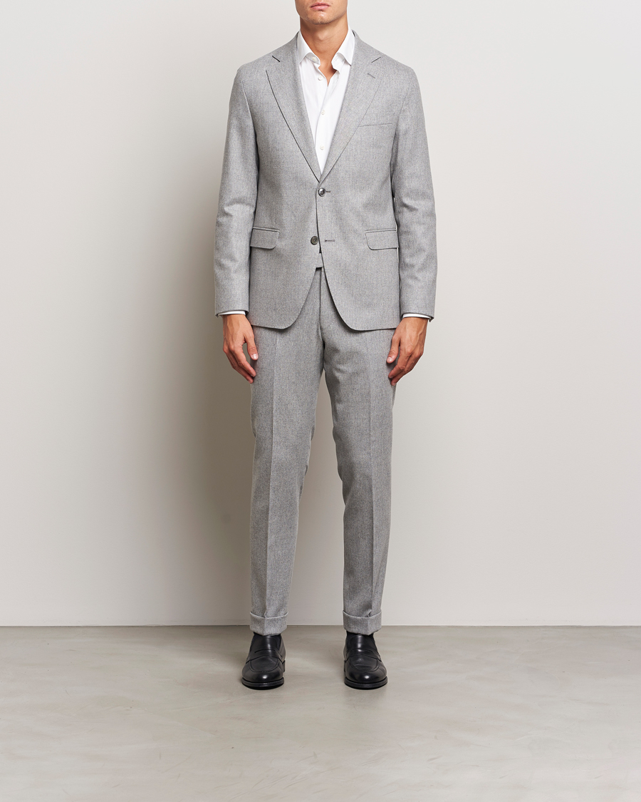 Homme | Blazers | Oscar Jacobson | Fogerty Flannel Blazer Light Grey