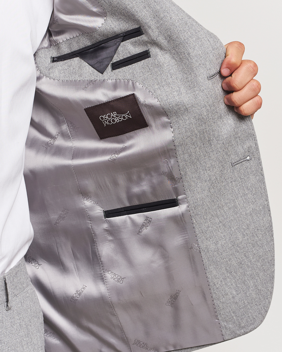 Homme | Blazers | Oscar Jacobson | Fogerty Flannel Blazer Light Grey