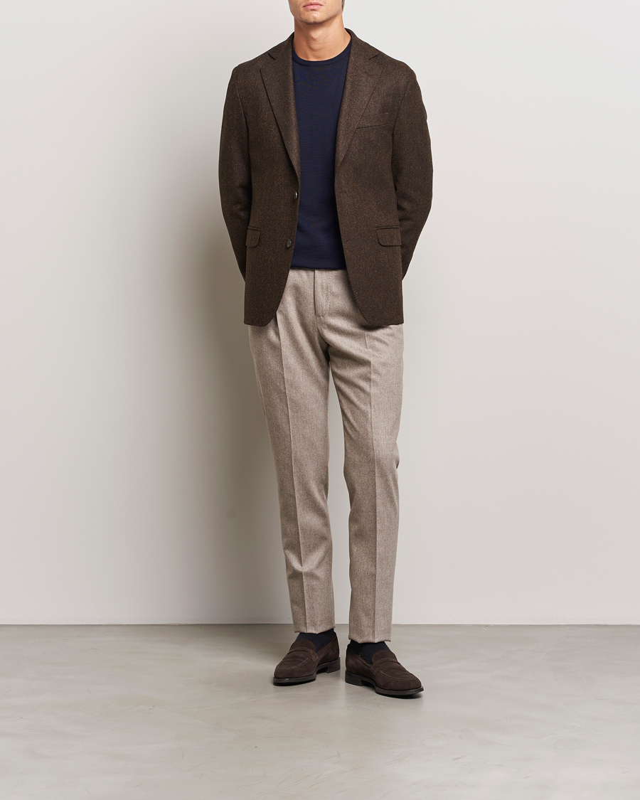 Homme | Blazers | Oscar Jacobson | Fogerty Moon Herringbone Tweed Blazer Brown