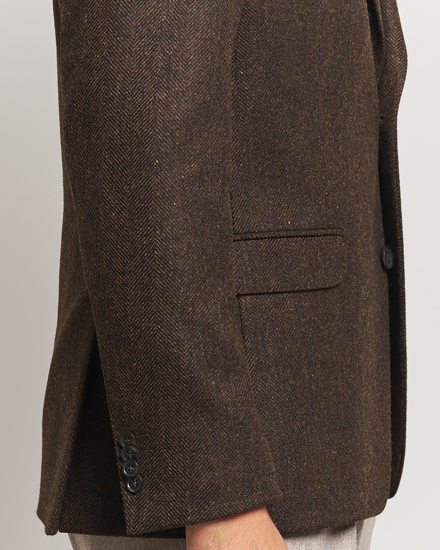 Homme | Blazers | Oscar Jacobson | Fogerty Moon Herringbone Tweed Blazer Brown