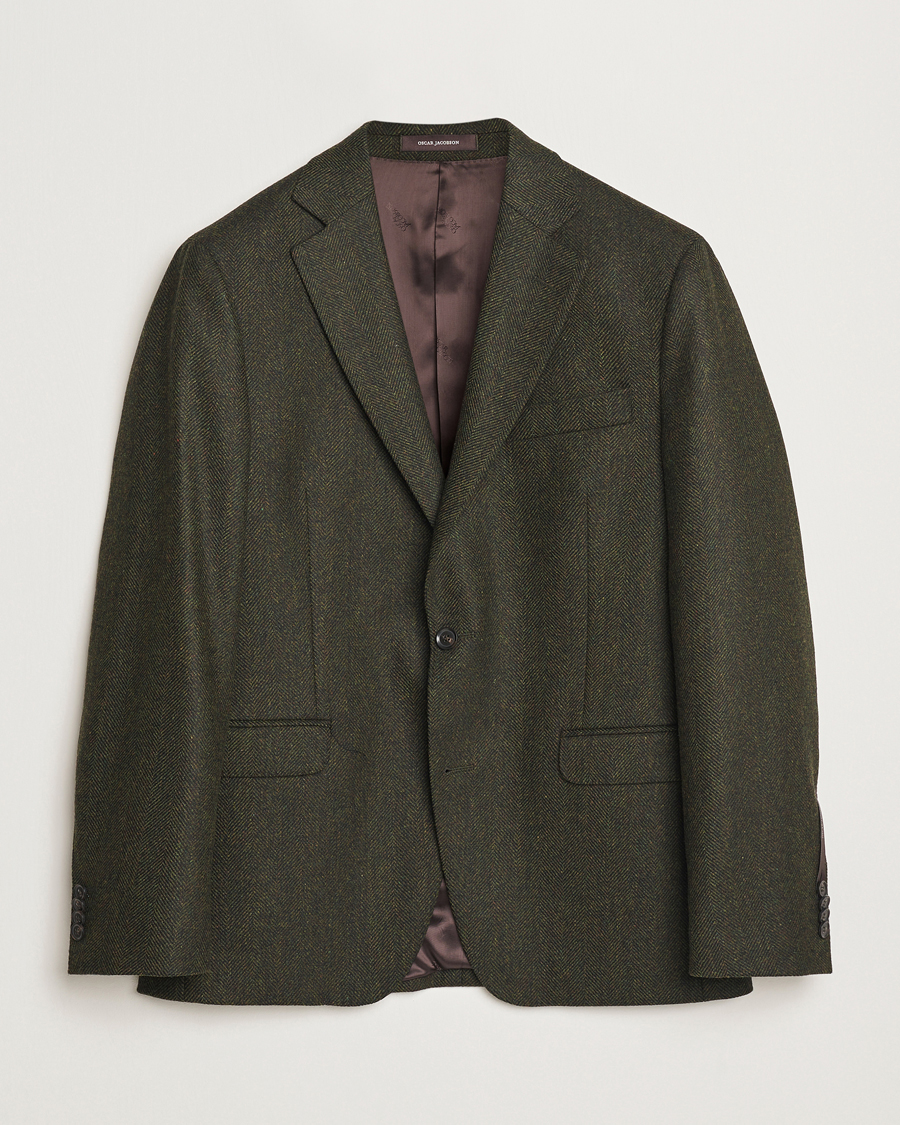 Homme | Blazers | Oscar Jacobson | Fogerty Moon Herringbone Tweed Blazer Green