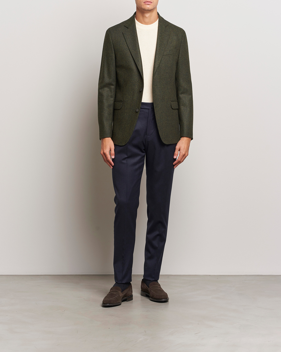 Homme | Blazers | Oscar Jacobson | Fogerty Moon Herringbone Tweed Blazer Green