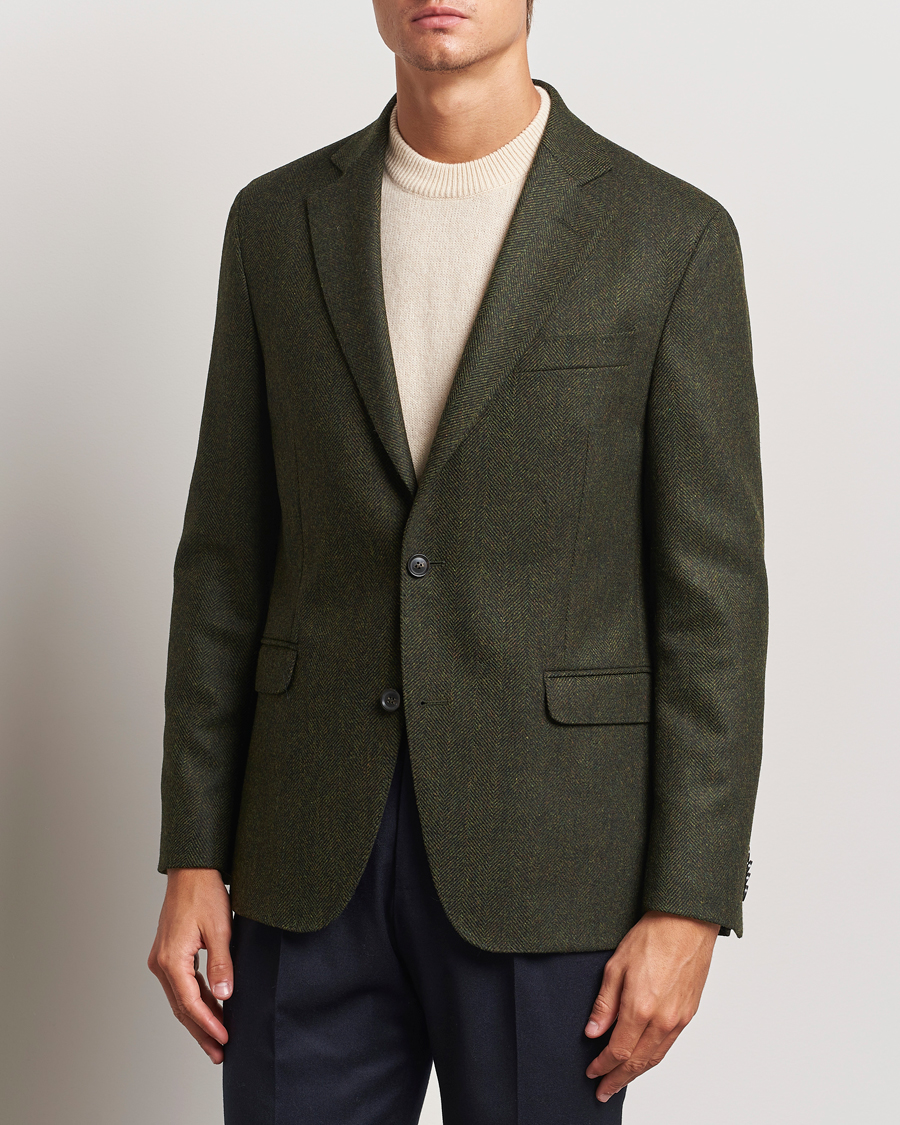 Homme | Blazers | Oscar Jacobson | Fogerty Moon Herringbone Tweed Blazer Green