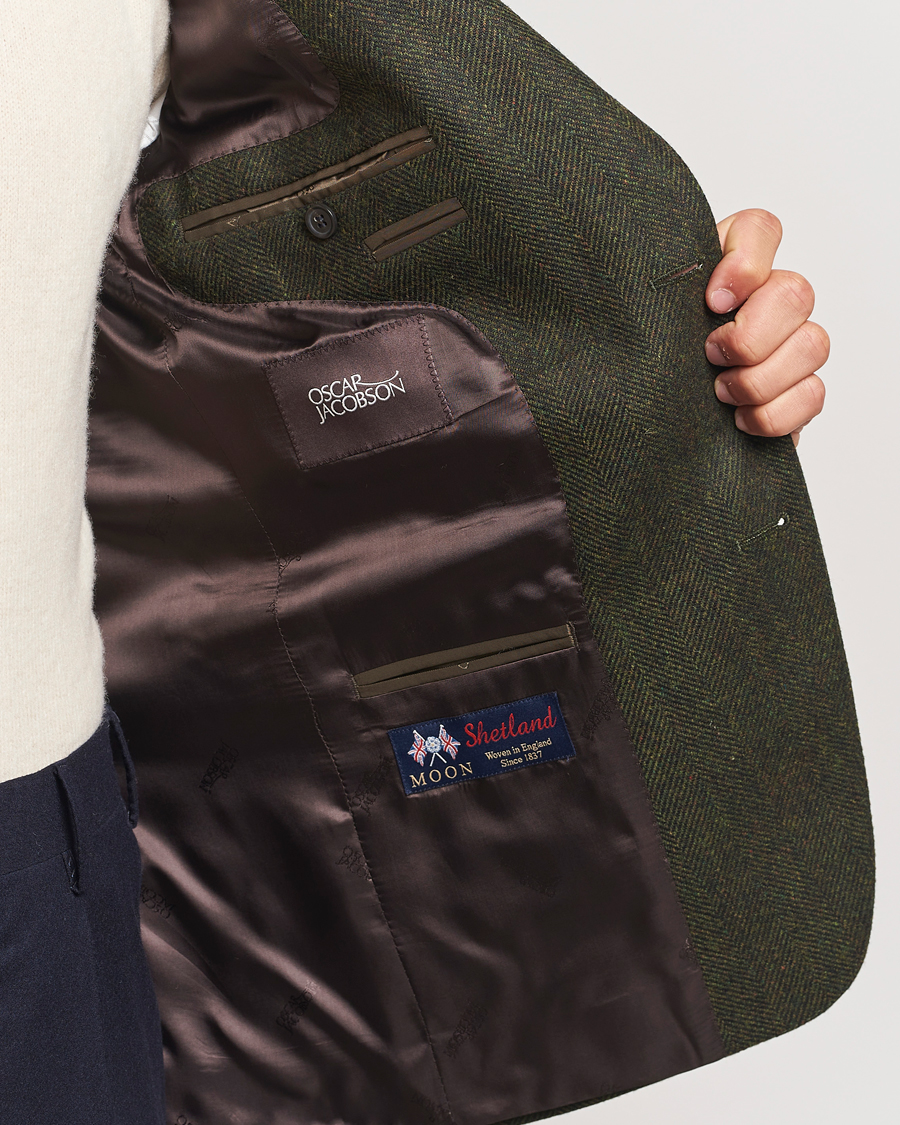 Homme | Blazers | Oscar Jacobson | Fogerty Moon Herringbone Tweed Blazer Green