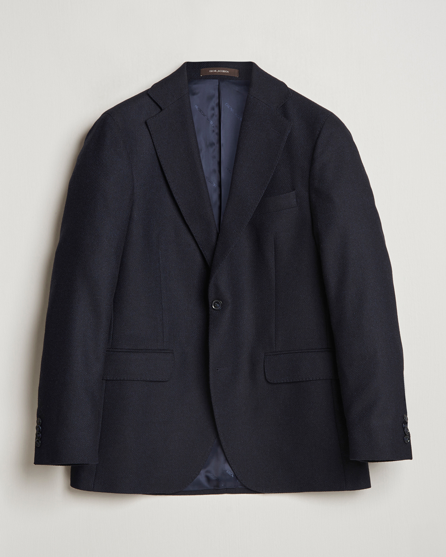 Homme | Blazers | Oscar Jacobson | Fogerty Wool Hopsack Blazer Navy
