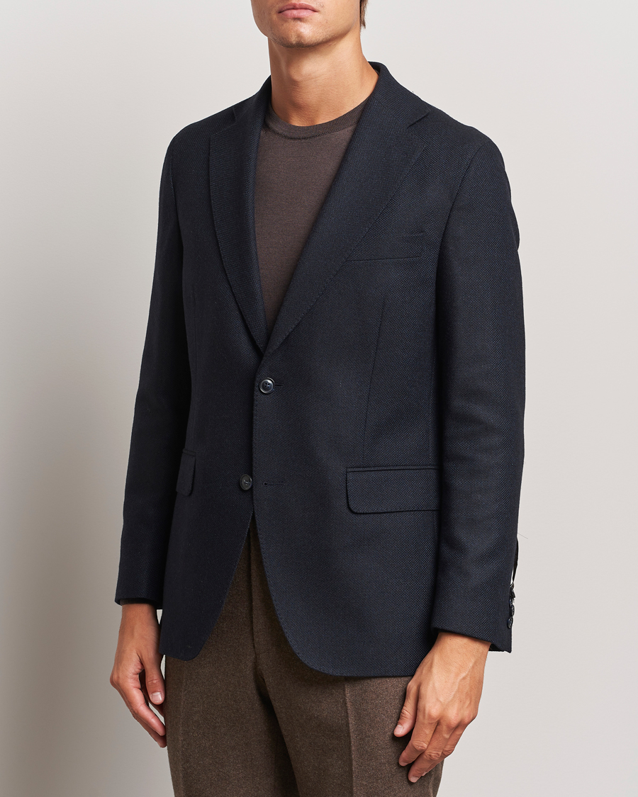 Homme | Blazers | Oscar Jacobson | Fogerty Wool Hopsack Blazer Navy