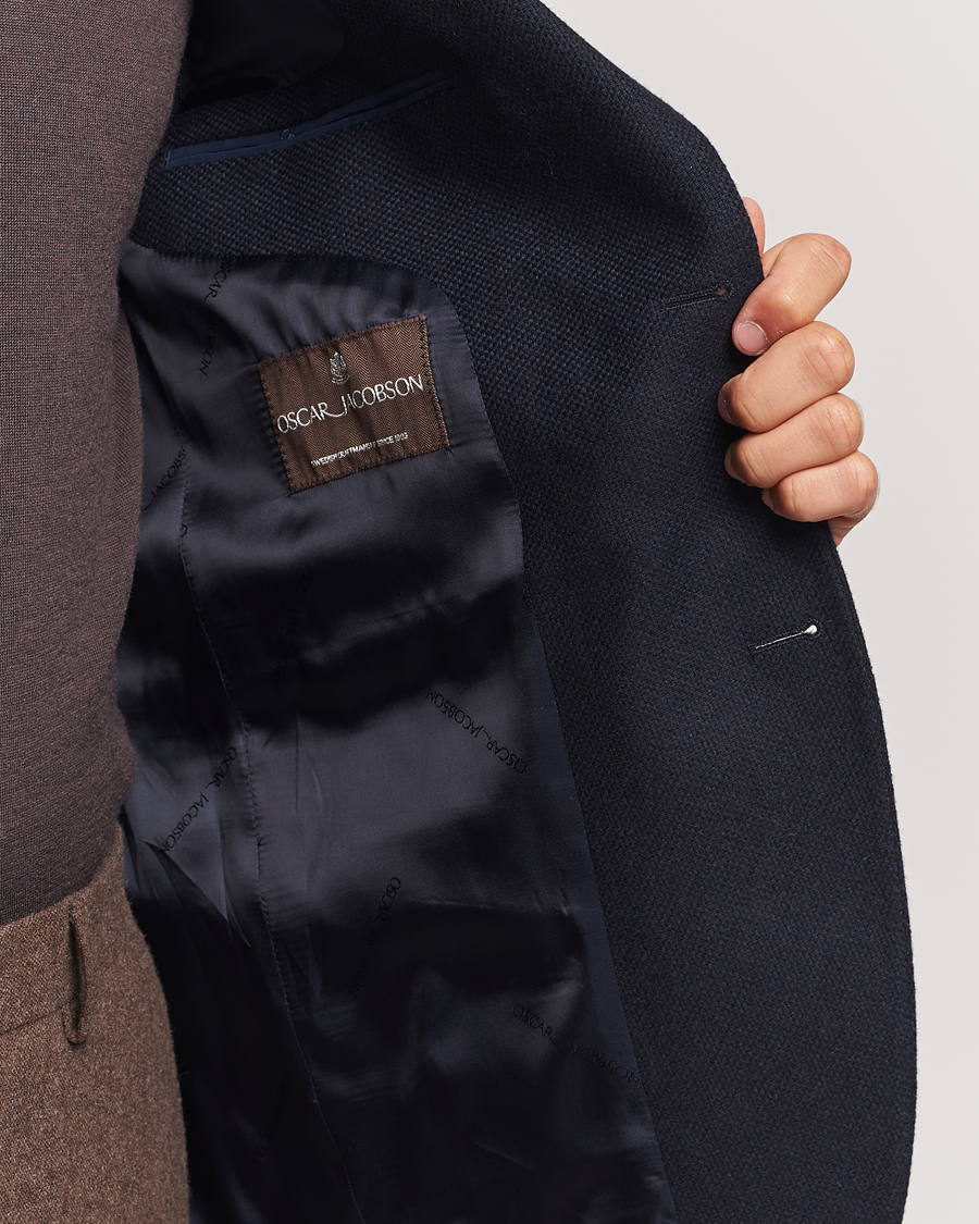 Homme | Blazers | Oscar Jacobson | Fogerty Wool Hopsack Blazer Navy