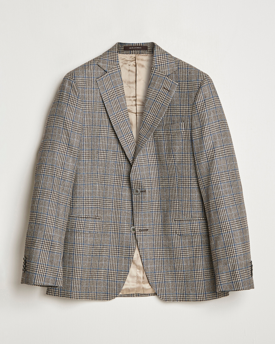 Homme | Blazers | Oscar Jacobson | Fogerty Prince of Wales Wool Blazer Beige