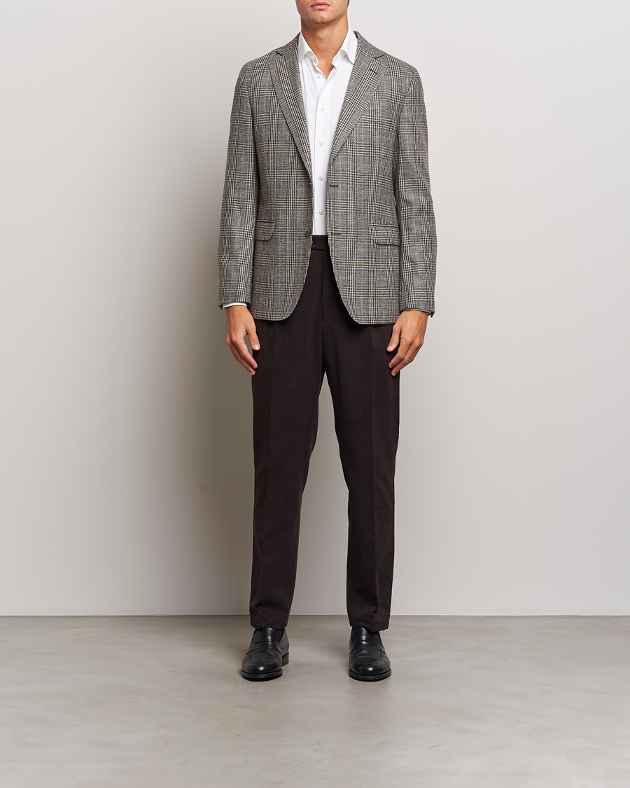 Homme | Blazers | Oscar Jacobson | Fogerty Prince of Wales Wool Blazer Beige