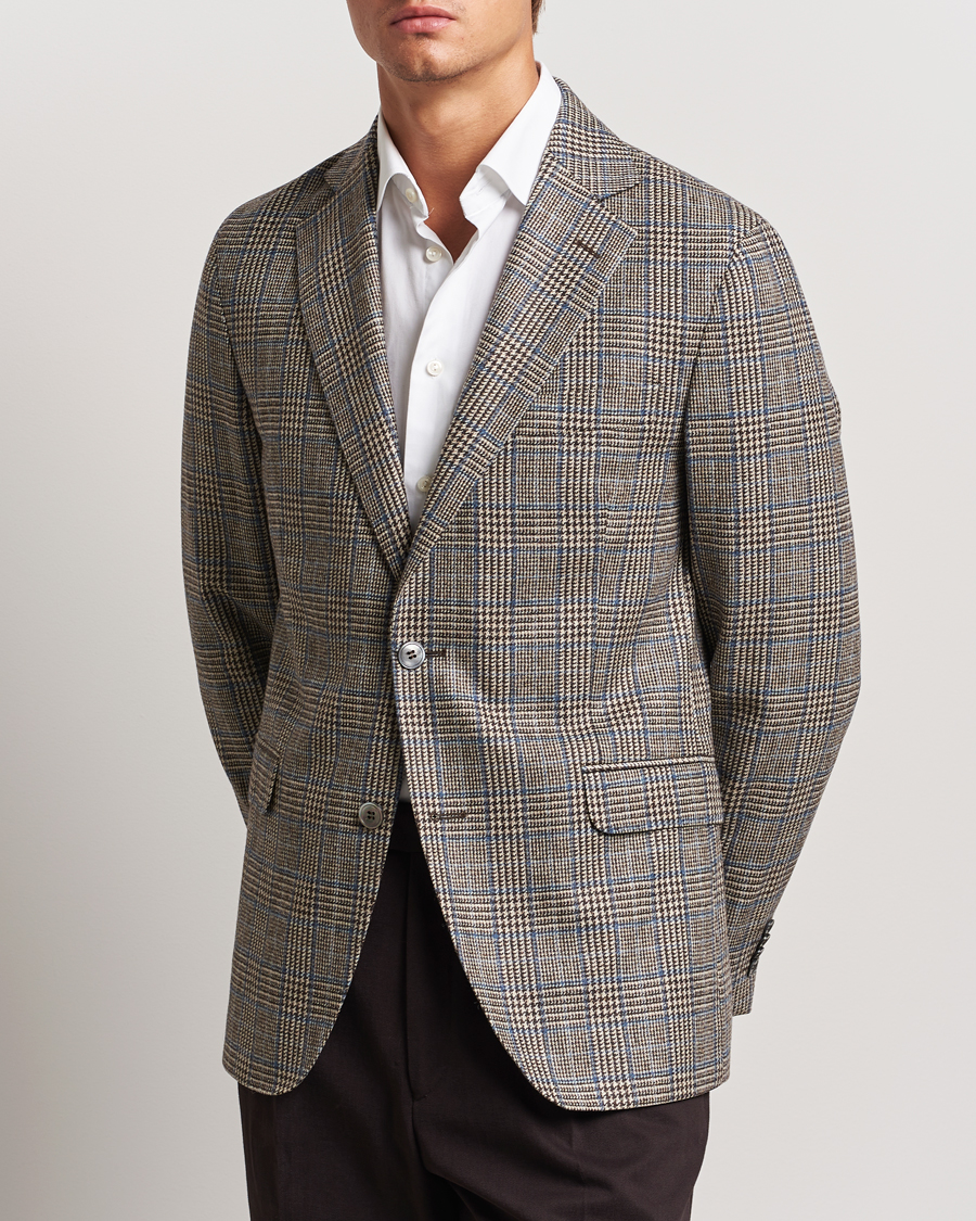 Homme | Blazers | Oscar Jacobson | Fogerty Prince of Wales Wool Blazer Beige