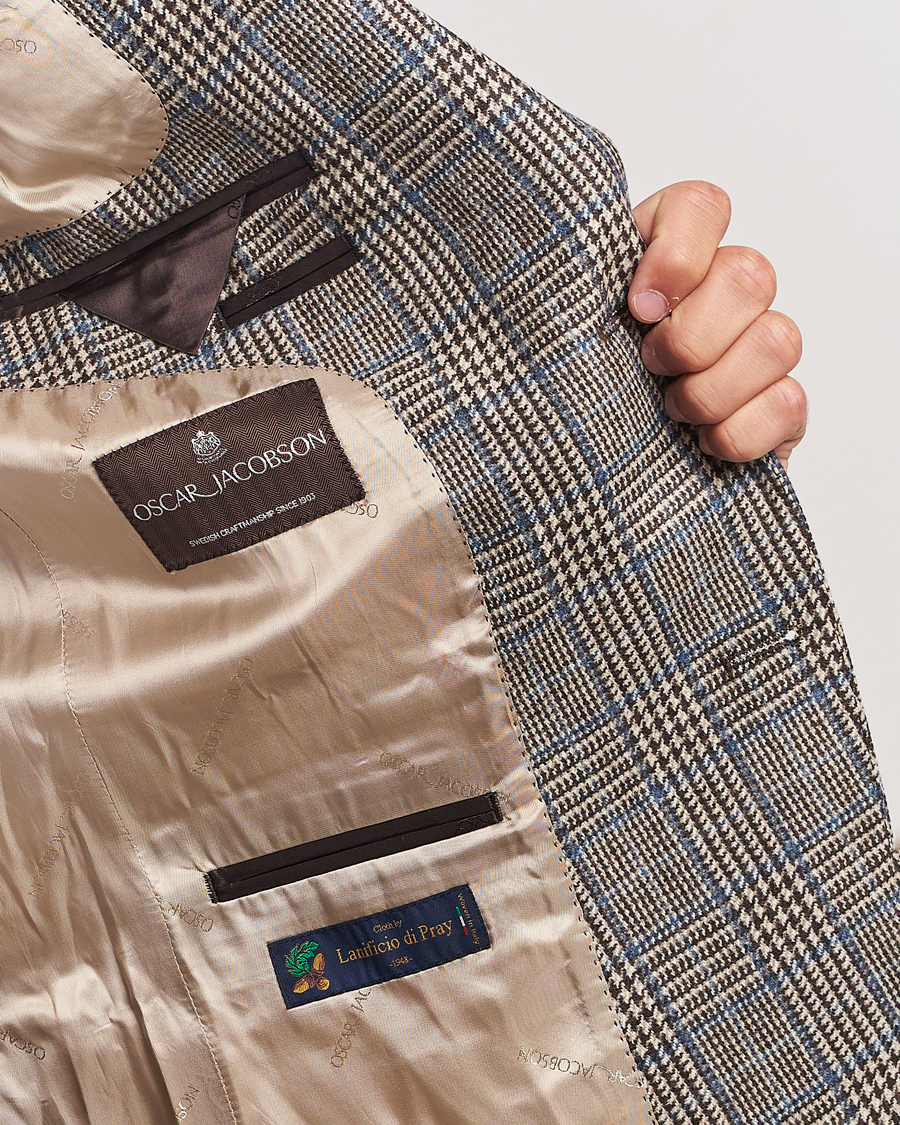Homme | Blazers | Oscar Jacobson | Fogerty Prince of Wales Wool Blazer Beige