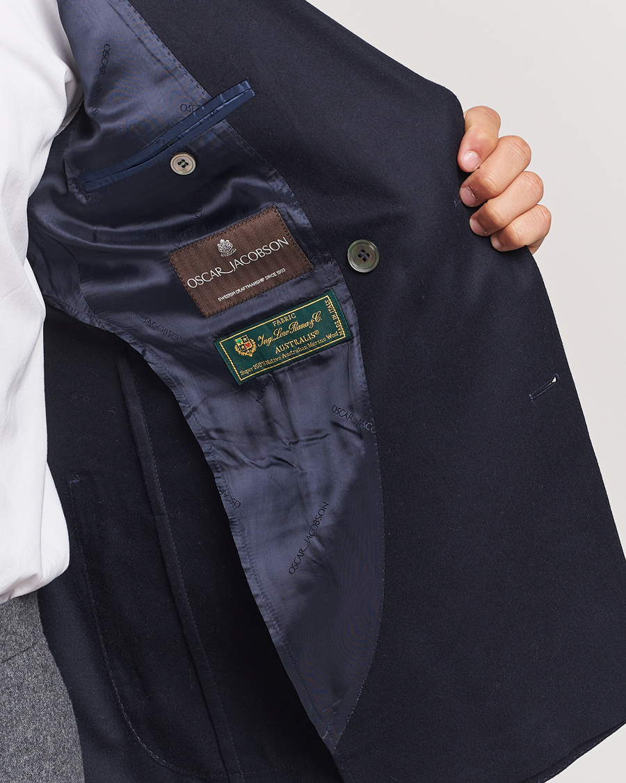 Homme | Blazers | Oscar Jacobson | Farris DB Super 150's Loro Piana Wool Blazer Navy