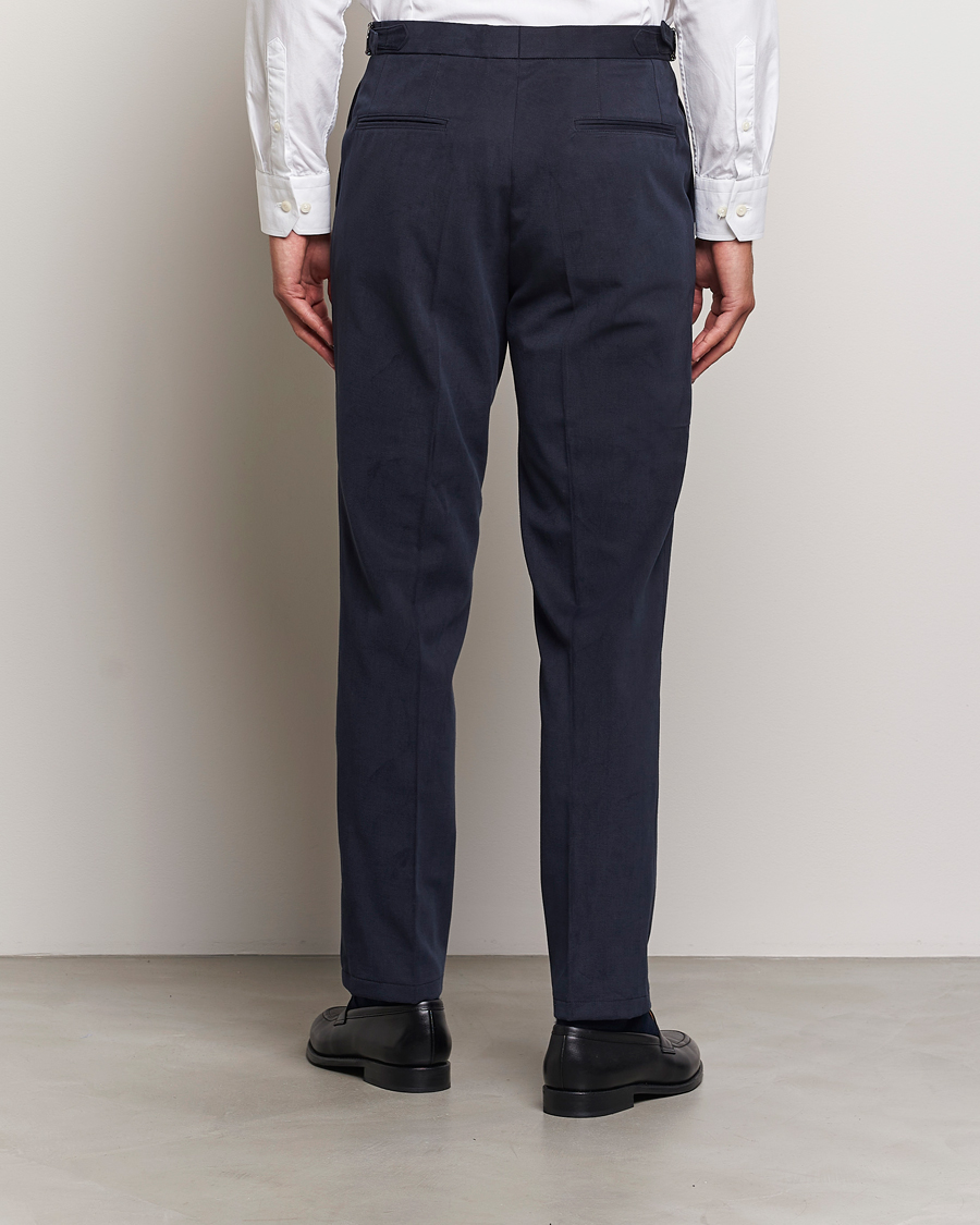 Homme | Pantalons | Oscar Jacobson | Delon Brushed Cotton Trousers Navy