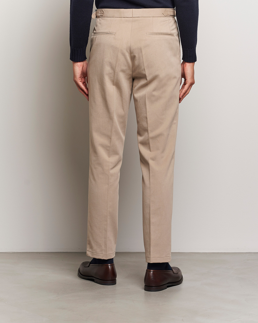 Homme | Pantalons | Oscar Jacobson | Delon Brushed Cotton Trousers Beige