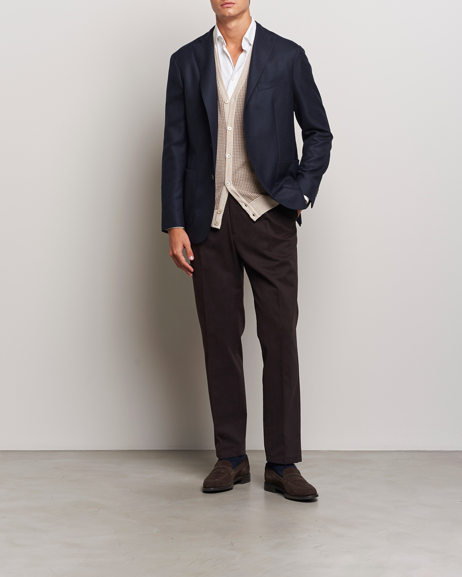 Homme | Pantalons | Oscar Jacobson | Delon Brushed Cotton Trousers Brown