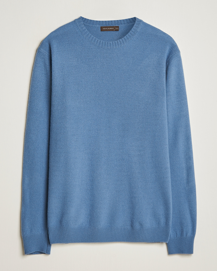Homme | Pulls Et Tricots | Oscar Jacobson | Valter Wool/Cashmere Round Neck Blue