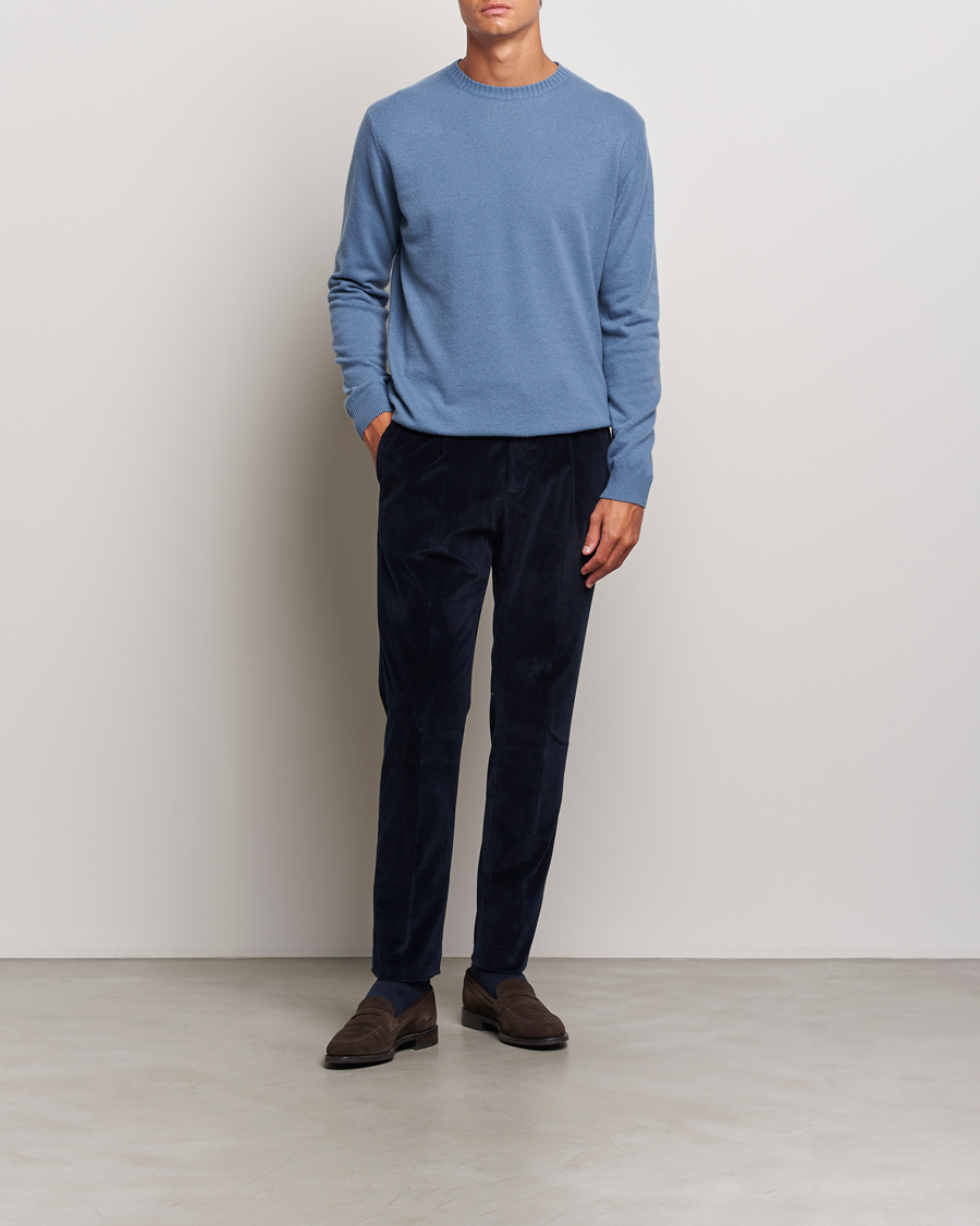 Homme | Pulls Et Tricots | Oscar Jacobson | Valter Wool/Cashmere Round Neck Blue