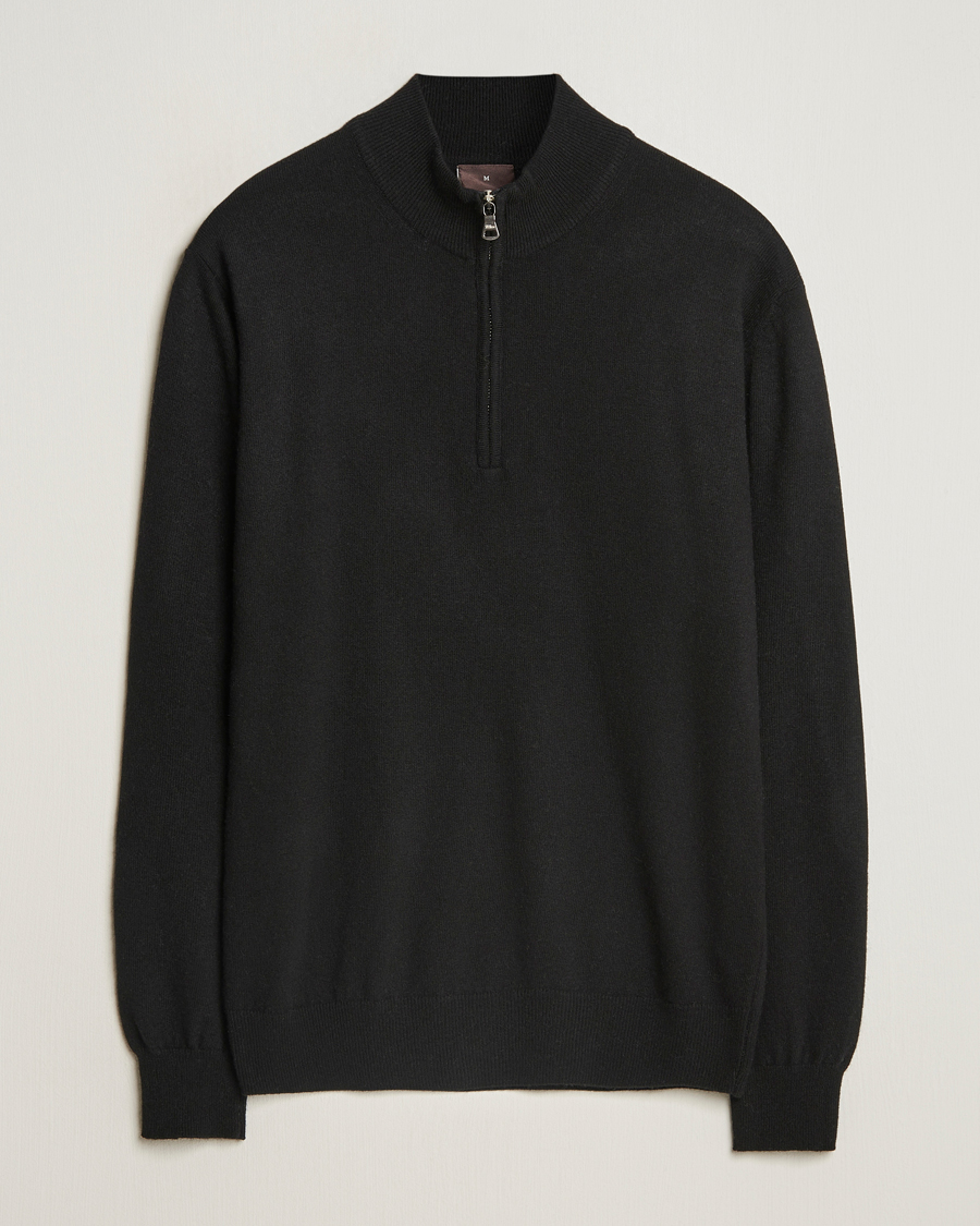 Homme | Pulls Et Tricots | Oscar Jacobson | Patton Wool/Cashmere Half Zip Black