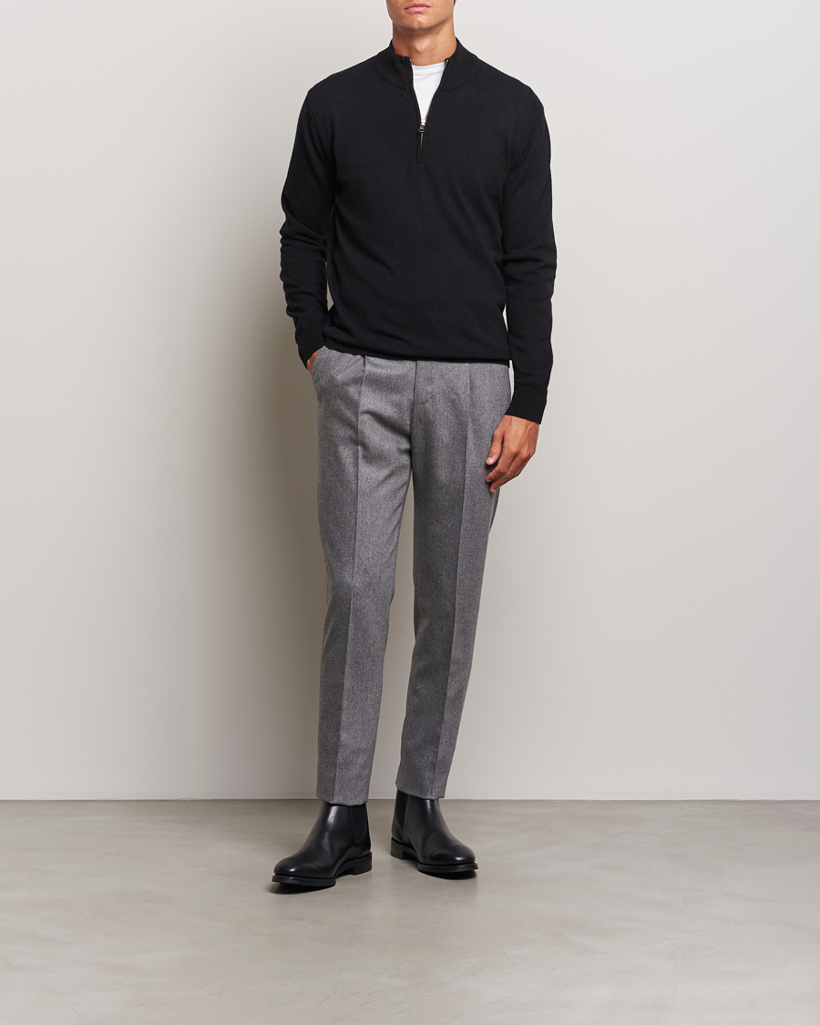 Homme | Pulls Et Tricots | Oscar Jacobson | Patton Wool/Cashmere Half Zip Black