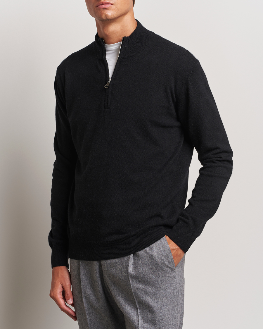 Homme | Pulls Et Tricots | Oscar Jacobson | Patton Wool/Cashmere Half Zip Black