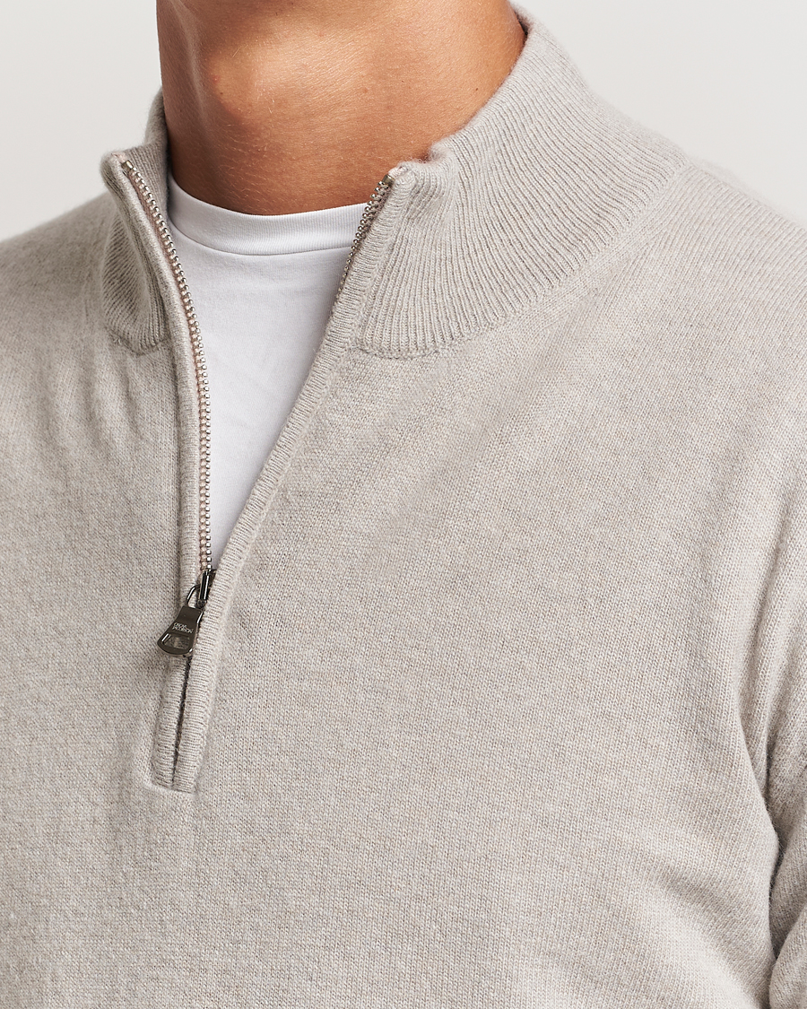 Homme | Pulls Et Tricots | Oscar Jacobson | Patton Wool/Cashmere Half Zip Light Beige