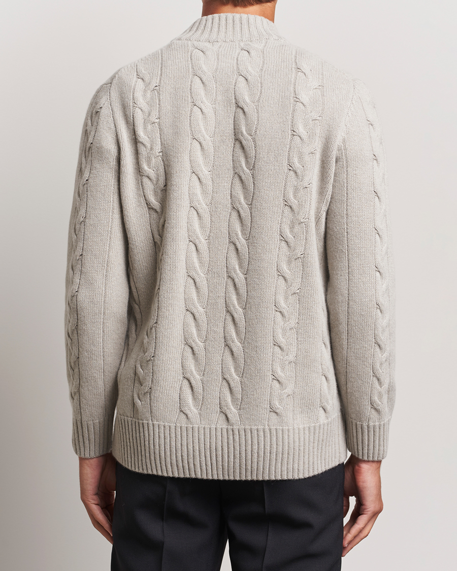 Homme | Pulls Et Tricots | Oscar Jacobson | Reine Heavy Cable Knitted Half Zip Beige