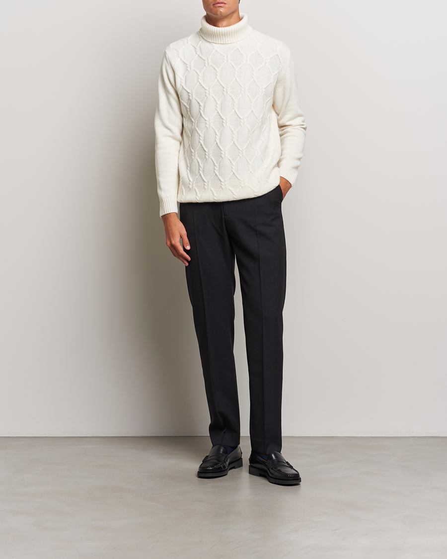 Homme | Pulls Et Tricots | Oscar Jacobson | Salomon Heavy Knitted Cable Rollneck White