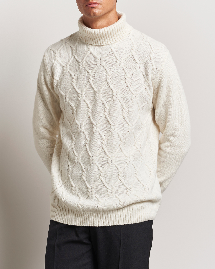 Homme | Pulls Et Tricots | Oscar Jacobson | Salomon Heavy Knitted Cable Rollneck White