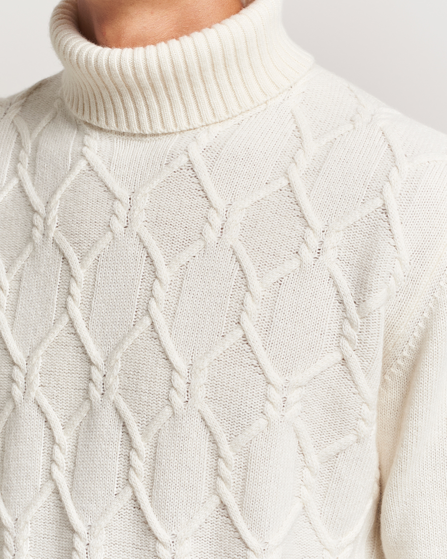 Homme | Pulls Et Tricots | Oscar Jacobson | Salomon Heavy Knitted Cable Rollneck White