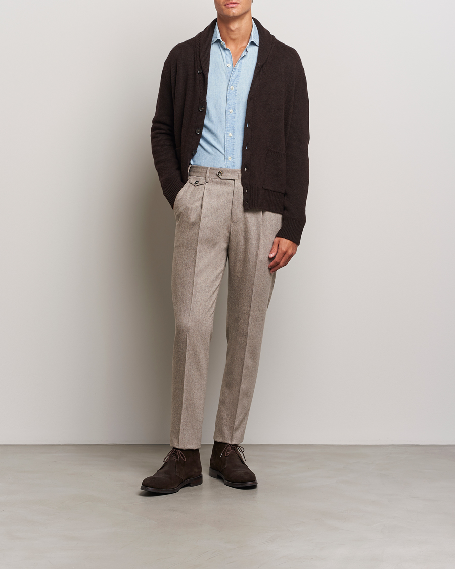 Homme | Pulls Et Tricots | Oscar Jacobson | Aspen Heavy Knitted Cardigan Brown
