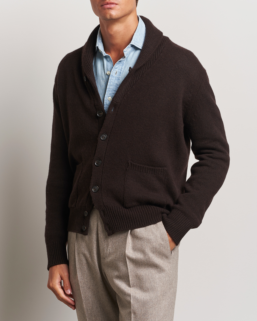 Homme | Pulls Et Tricots | Oscar Jacobson | Aspen Heavy Knitted Cardigan Brown