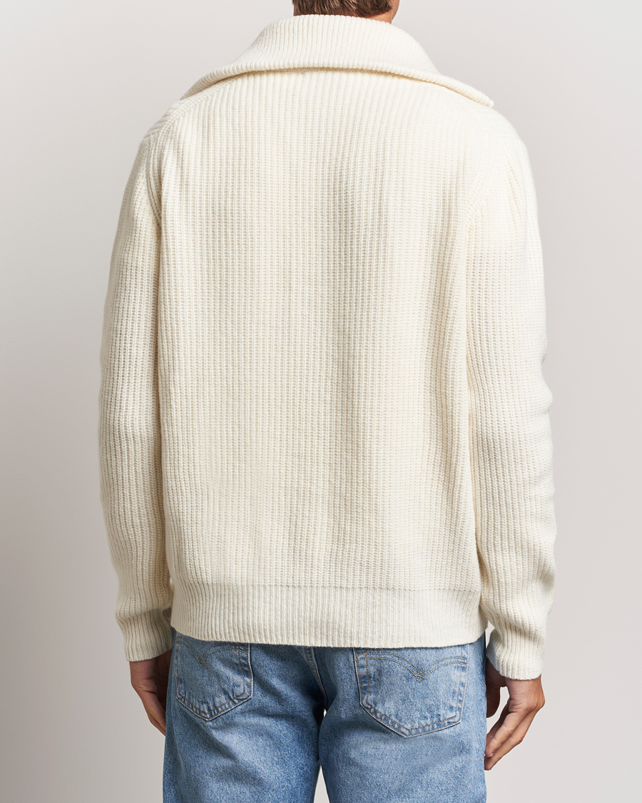 Homme | Pulls Et Tricots | Oscar Jacobson | Mauritz Heavy Knitted Half Zip White