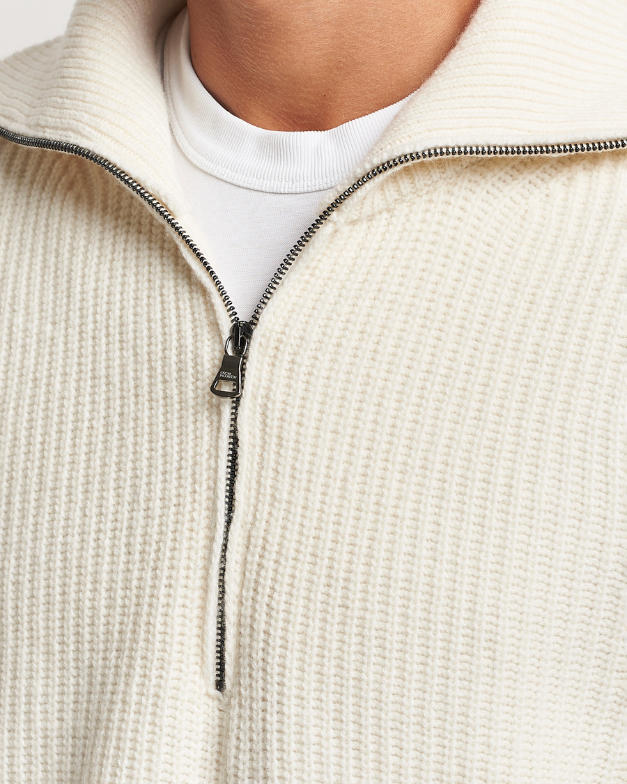 Homme | Pulls Et Tricots | Oscar Jacobson | Mauritz Heavy Knitted Half Zip White
