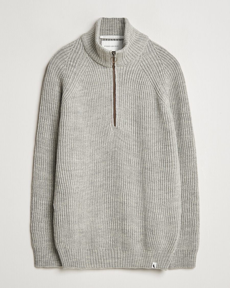 Homme | Pulls Et Tricots | Peregrine | Ford Knitted Wool Half Zip Light Grey