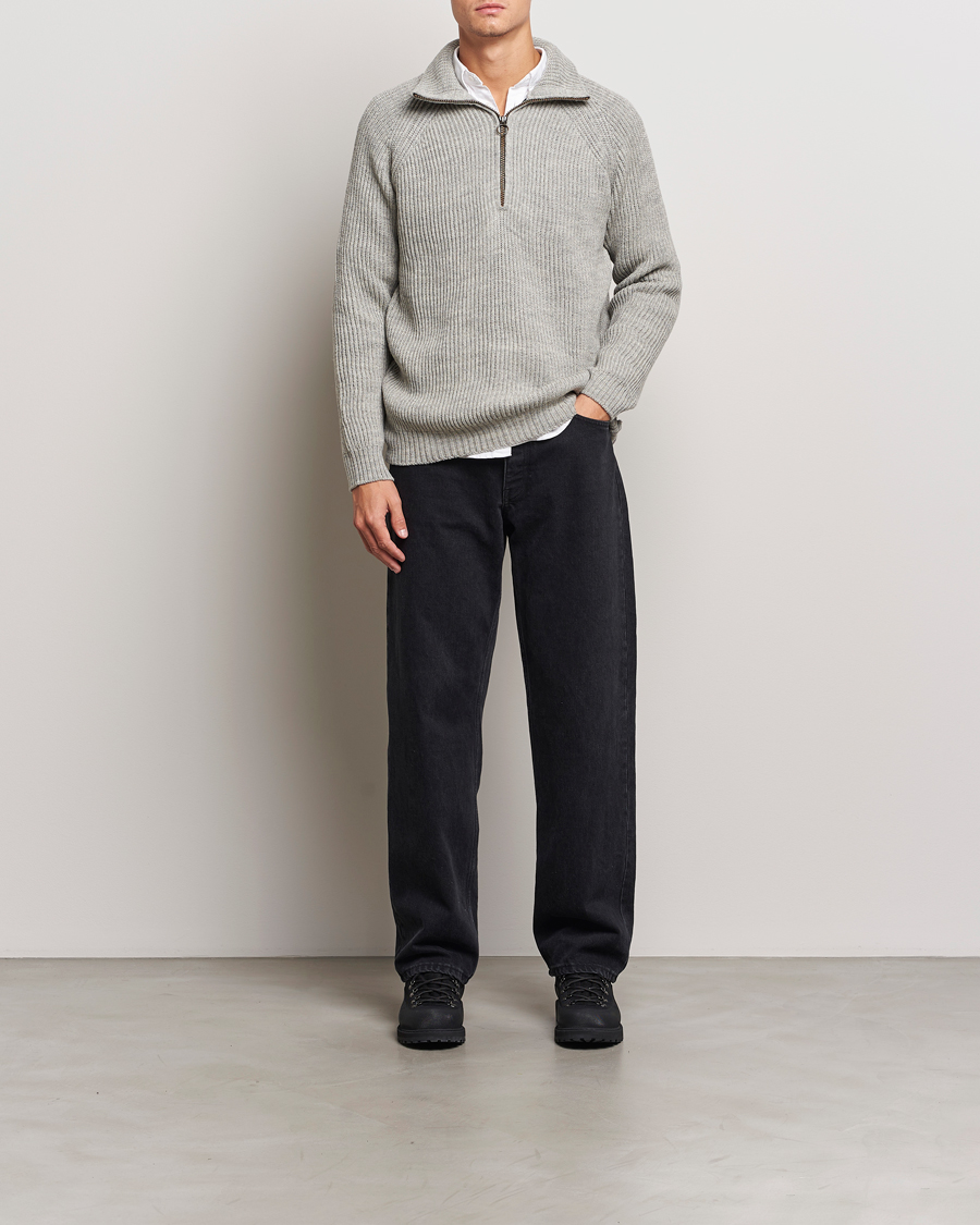 Homme | Pulls Et Tricots | Peregrine | Ford Knitted Wool Half Zip Light Grey