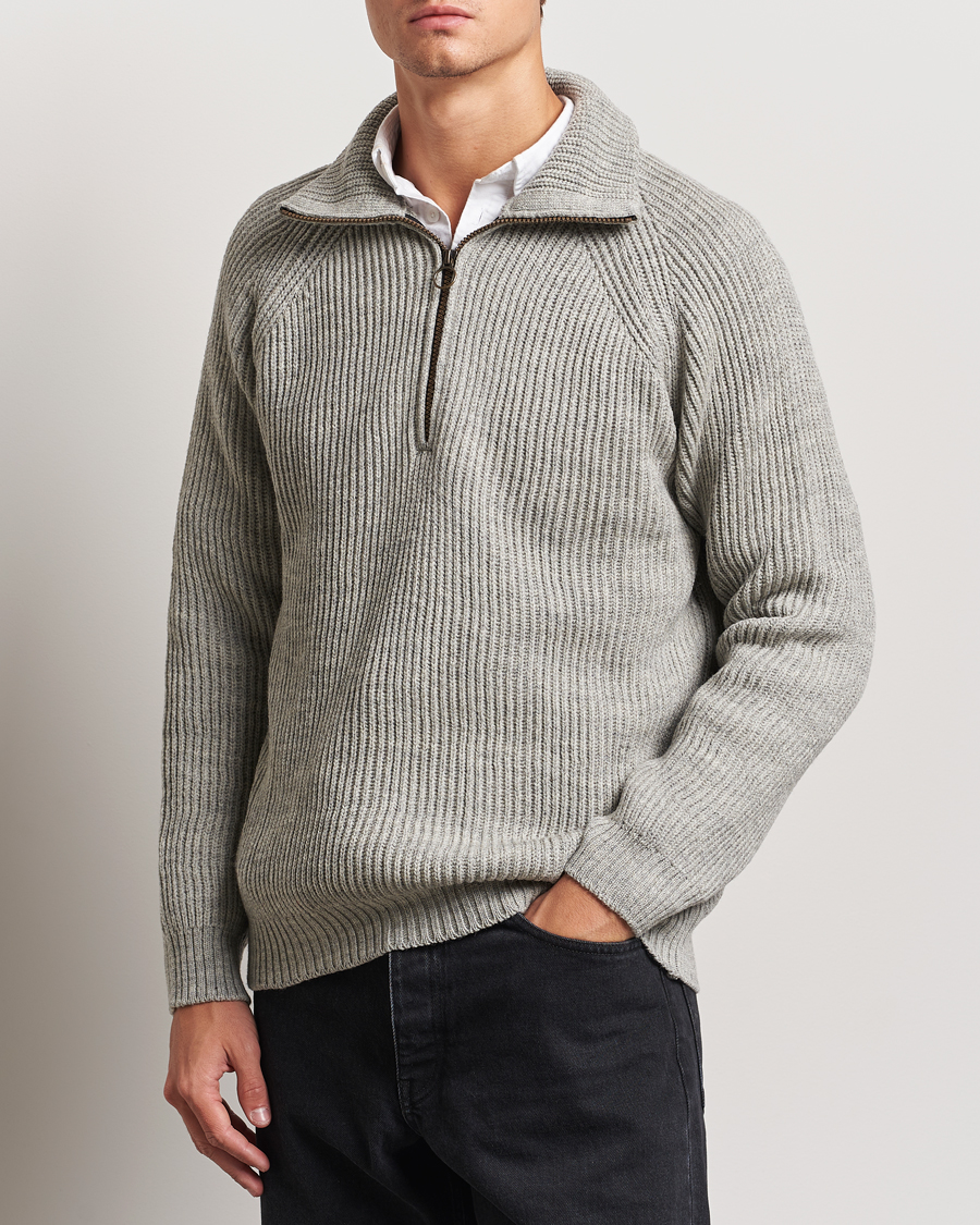 Homme | Pulls Et Tricots | Peregrine | Ford Knitted Wool Half Zip Light Grey